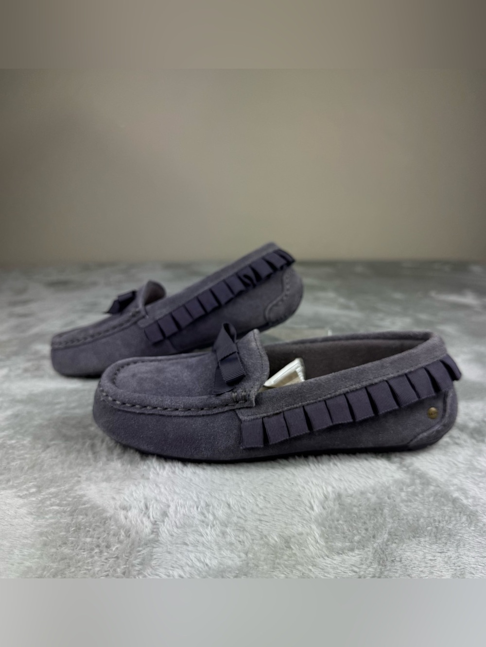 Ugg Australia Rosea Ruffles Slippers Moccasin Fur Lined Shoes